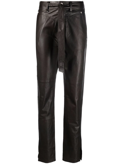 Rag & Bone Tie-waist Leather Trousers In Braun
