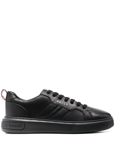 Bally Logo-plaque Leather Sneakers In Black