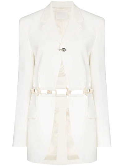 Dion Lee Macramé Cut-out Detail Roping Blazer In White