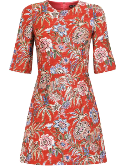 Dolce & Gabbana Floral Jacquard Mini Dress In Red
