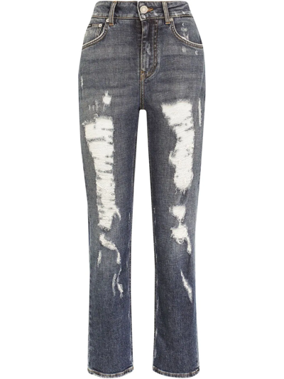Dolce & Gabbana Distressed Boyfriend Jeans In Multicolor