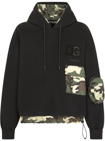 Dolce & Gabbana Black Cotton Camouflage Sweatshirt In Blue