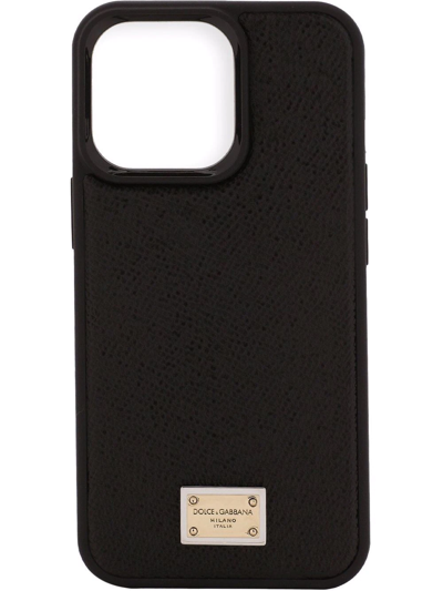 Dolce & Gabbana Calfskin Iphone 13 Pro Cover In Black