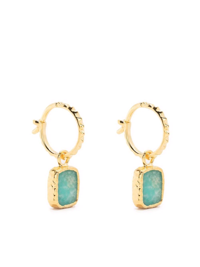 Missoma Mini Amazonite Hoop Earrings In Gold