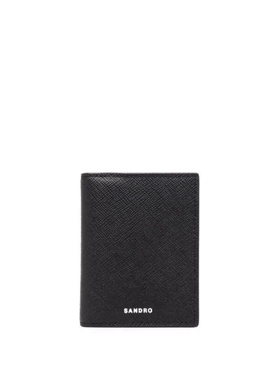 Sandro Saffiano Leather Wallet With Flap In Schwarz