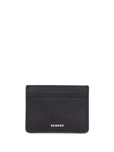 Sandro Textured Logo-embossed Cardholder In Black