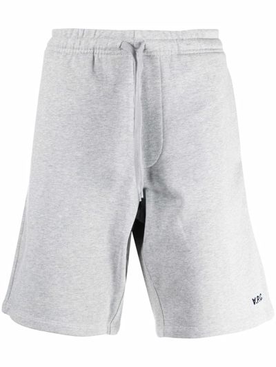 Apc Logo-print Cotton Track Trousers In Gray