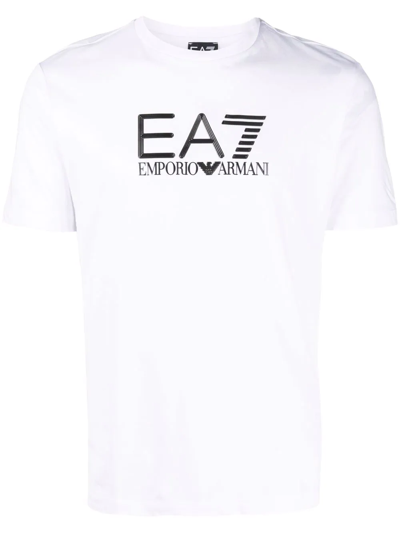 Ea7 Lux Identity Logo T-shirt In White