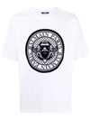 Balmain Flocked Medallion Cotton T-shirt In White