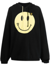 Raf Simons Black Smiley Edition 50th Anniversary Print Hoodie In Schwarz