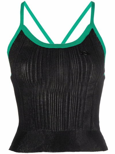 Diesel Pleated Two-tone Vest In Schwarz