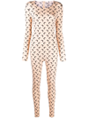 Marine Serre Graphic-print Long-sleeve Jumpsuit In Nude