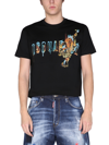 Dsquared2 Tiger Logo-print Cotton T-shirt In Black