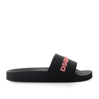 Dsquared2 Logo Rubber Slides In Black