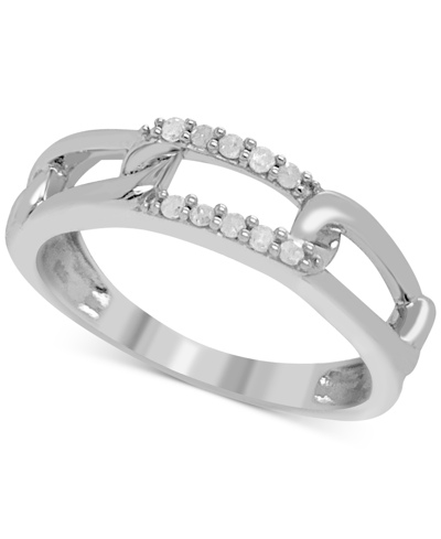Macy's Diamond Chain Link Motif Ring (1/10 Ct. T.w.) In Sterling Silver