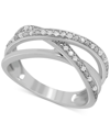 Macy's Diamond Multirow Crossover Ring (1/6 Ct. T.w.) In Sterling Silver In Sterling Silver