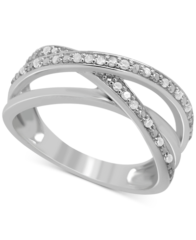 Macy's Diamond Multirow Crossover Ring (1/6 Ct. T.w.) In Sterling Silver