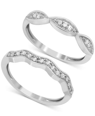 Macy's 2-pc. Diamond Bands (1/6 Ct. T.w.) In Sterling Silver