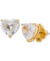 Kate Spade My Love Heart Metal And Cubic Zirconia Earrings In Clear/gold