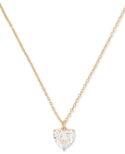 Kate Spade Gold-tone Birthstone Heart Pendant Necklace, 16" + 3" Extender In White Multi