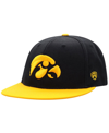 TOP OF THE WORLD MEN'S TOP OF THE WORLD BLACK, GOLD IOWA HAWKEYES TEAM COLOR TWO-TONE FITTED HAT