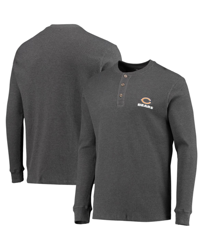 Dunbrooke Men's  Heathered Gray Chicago Bears Logo Maverick Thermal Henley Long Sleeve T-shirt