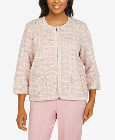 Alfred Dunner Women's Missy Magnolia Springs Boucle Shimmer Knit Jacket In Multi