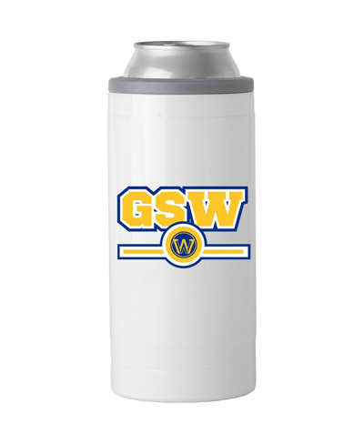 Logo Brands Golden State Warriors 12 oz Letterman Slim Can Cooler In White