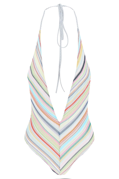 Missoni Multicolour Striped Swimsuit In Pink,yellow,green,blue