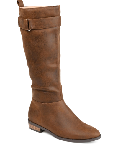 Journee Collection Women's Lelanni Extra Wide Calf Tall Boots In Brown