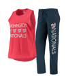 Concepts Sport Women's  Navy, Red Washington Nationals Meter Muscle Tank Top And Pants Sleep Set In Navy/red
