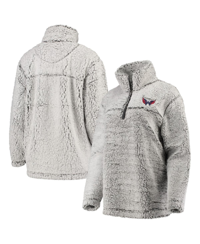 G-III 4HER BY CARL BANKS WOMEN'S G-III 4HER BY CARL BANKS GRAY WASHINGTON CAPITALS SHERPA QUARTER-ZIP PULLOVER JACKET