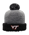 TOP OF THE WORLD WOMEN'S TOP OF THE WORLD BLACK VIRGINIA TECH HOKIES SNUG CUFFED KNIT HAT WITH POM