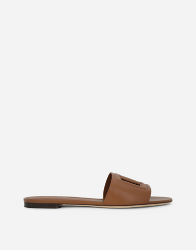 DOLCE & GABBANA CALFSKIN SLIDERS WITH DG MILLENNIALS LOGO