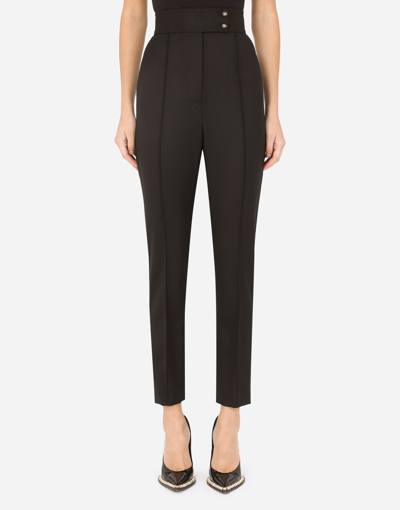 Dolce & Gabbana Wool Poplin Pants In Black