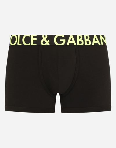 Dolce & Gabbana Two-way-stretch Cotton Jersey Boxers In Multicolor