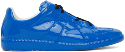 Maison Margiela Blue Replica Low Top Patent Leather Sneakers