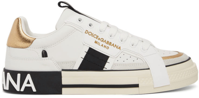 Dolce & Gabbana White & Black Contrasting 2.zero Sneakers In Blanco