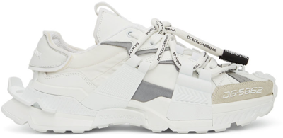 Dolce & Gabbana White Space Sneakers In Mix Of Materials
