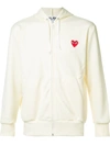 Comme Des Garçons Play Embroidered Zipped Hoodie In Ivory