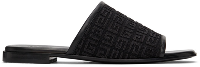 Givenchy 4g Jacquard And Leather Flat Slides In Black