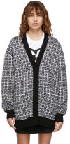 Givenchy Black & White Cashmere 4g Long Cardigan In 116 White/black