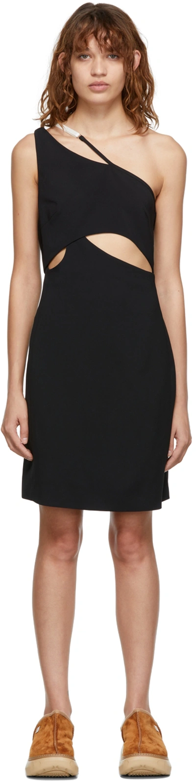 Givenchy Black Asymmetric Cocktail Dress In 001 Black