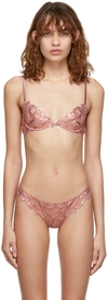Fleur Du Mal Lily Foil Satin-trimmed Embroidered Stretch-tulle Underwired Bra In Rose Gold