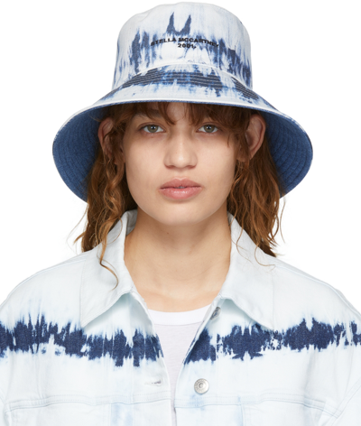 Stella Mccartney Reversible Blue & White Denim Bucket Hat In Multicolour
