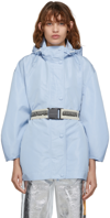 Stella Mccartney Belted Hooded Jacket In 4872 Dusty Blue K.