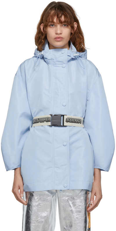 Stella Mccartney Hooded Jacket With Belt In Blue