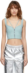 Stella Mccartney Womens Powder Blue Zip-up Cropped Stretch-jersey Top 12