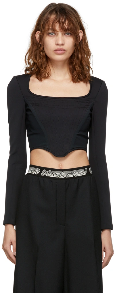 Stella Mccartney Black Corset Long Sleeve T-shirt In 1000 Black
