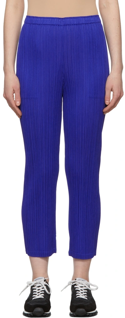 Issey Miyake Monthly Colours January Plissé Trousers In Blue